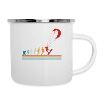 Retro Evolution Kite Surfing Funny Kite Boarding - Emaille-Tasse - Weiß - Rechts