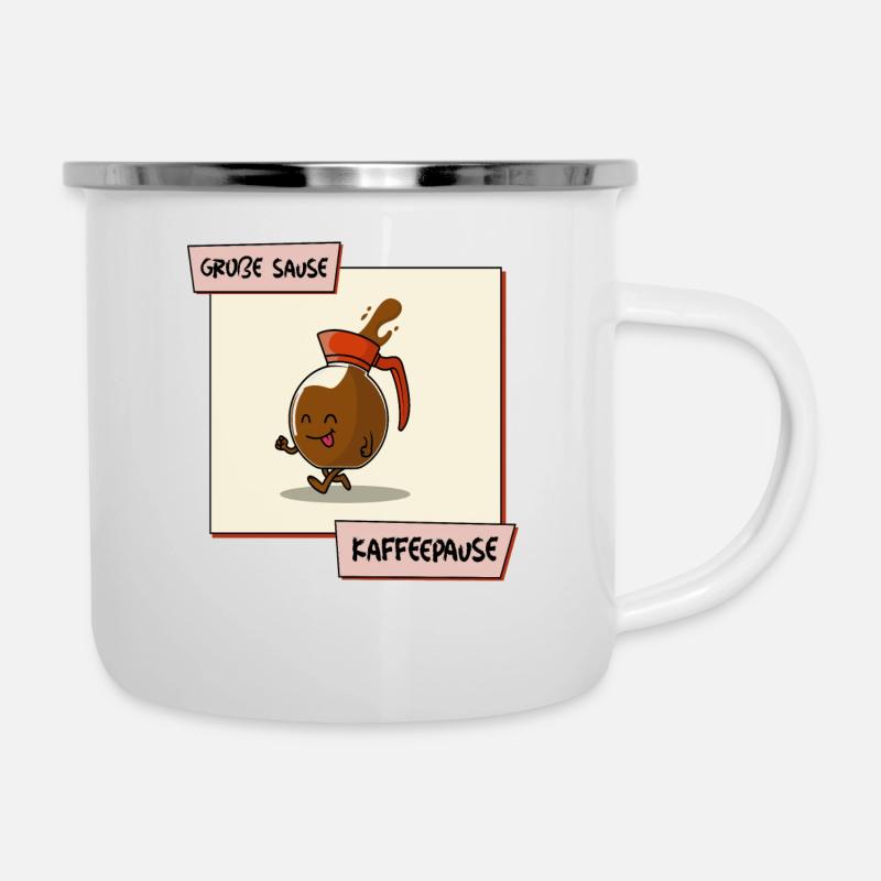 Große Sause Kaffeepause - Emaille-Tasse - Weiß