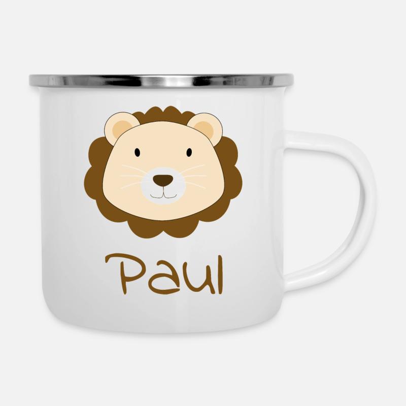 Löwe Paul - Emaille-Tasse - Weiß