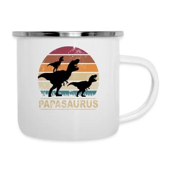 Papasaurus Dinosaure Enfants Dinos Cadeau - Tasse émaillée - blanc - Droite