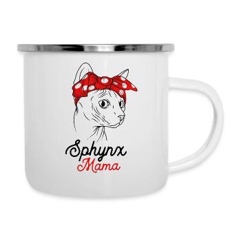 Sphynx Mama Katze Sphinx Nacktkatze - Emaille-Tasse - Weiß - Rechts