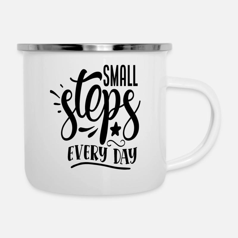Cool saying motivation - small steps every day - Camper Mug - white