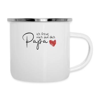 Papa ich freue mich auf dich Baby Kinder Geburt - Emaille-Tasse - Weiß - Rechts