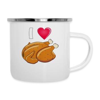 HUHN HÄNCHEN I LOVE - Emaille-Tasse - Weiß - Rechts