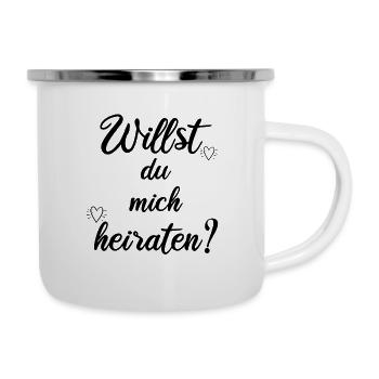 Heiratsantrag Antrag Verlobung Heiraten Romantisch - Emaille-Tasse - Weiß - Rechts