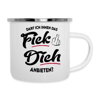 Sprüche Sex Fick dich Fuck off - Emaille-Tasse - Weiß - Rechts