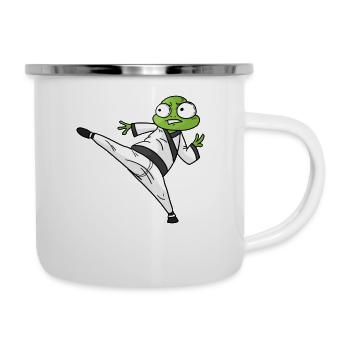 Karate Do Frog - Emaille-Tasse - Weiß - Rechts
