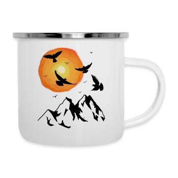 Montagnes Soleil Oiseaux Nature Montagne Sommet Alm - Tasse émaillée - blanc - Droite