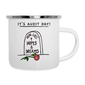 Audit day - Emaille-Tasse - Weiß - Rechts