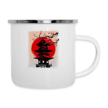 Asia Stadt Illustration Japan - Emaille-Tasse - Weiß - Rechts
