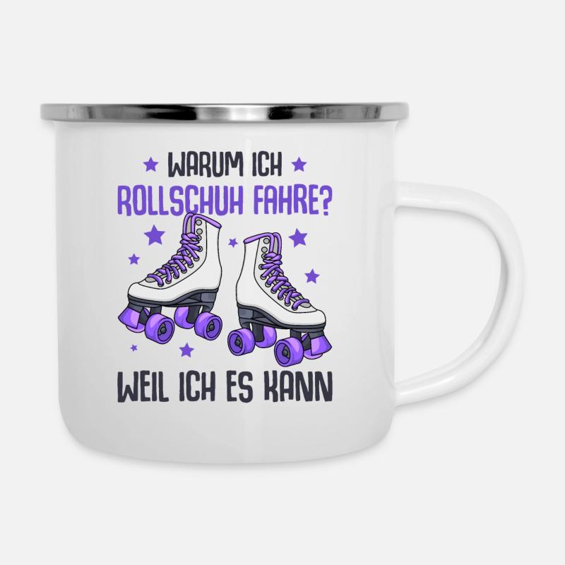 Rollschuhe - Emaille-Tasse - Weiß