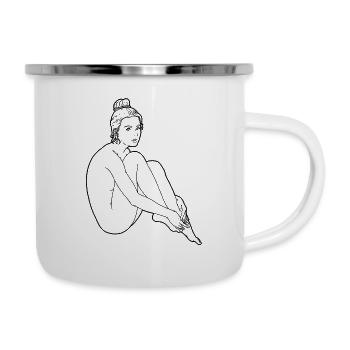 Nackte Frau Silhouette Erotik sexy Girl Sexualität - Emaille-Tasse - Weiß - Rechts