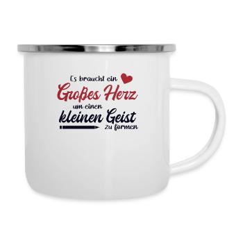 Lehrer Großes Herz Referendar Lehrerin Pädagoge - Emaille-Tasse - Weiß - Rechts