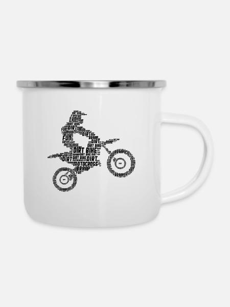 Motocross - Emaille-Tasse - Weiß