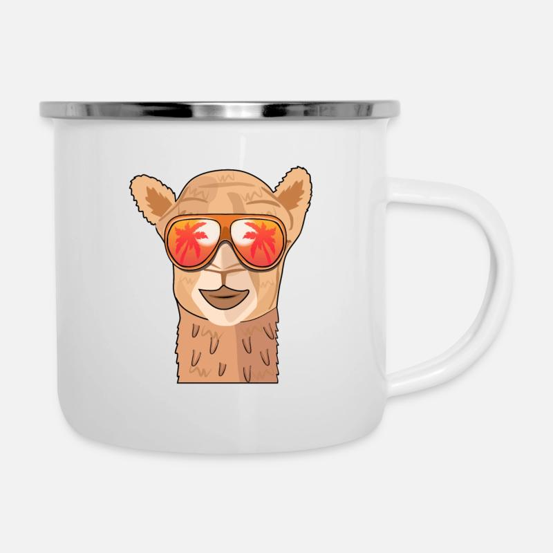 Chameau Lunettes de soleil été - Tasse émaillée - blanc