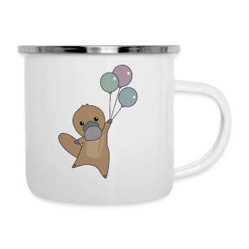 Platypus flies with balloons cute animals children - Camper Mug - white - Right