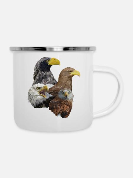Greifvogel - Emaille-Tasse - Weiß
