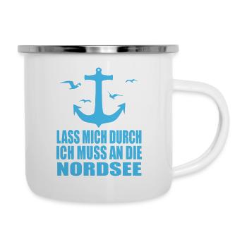 Wattenmeer Ebbe Flut Nordsee Büsum Küste Strand - Emaille-Tasse - Weiß - Rechts