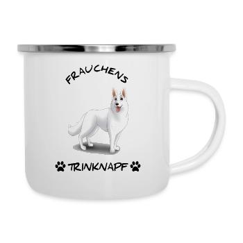 Weisser Schäferhund Tasse Weißer Schäferhund Tasse - Emaille-Tasse - Weiß - Rechts