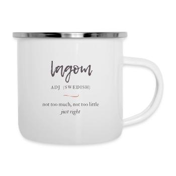 lagom - just right - Emaille-Tasse - Weiß - Rechts