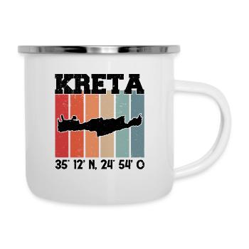 Kreta Koordinaten Griechenland Urlaub Reise - Emaille-Tasse - Weiß - Rechts