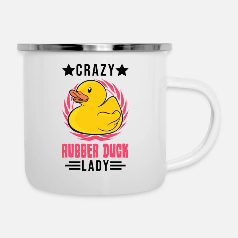 Crazy Rubber Duck Lady - Camper Mug - white