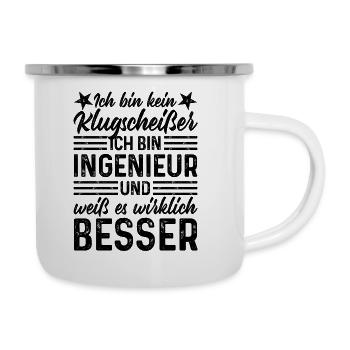 Ingenieur lustiger Spruch bin kein Klugscheißer - Emaille-Tasse - Weiß - Rechts