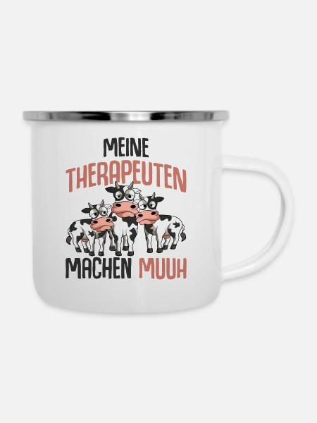 Kuh - Emaille-Tasse - Weiß