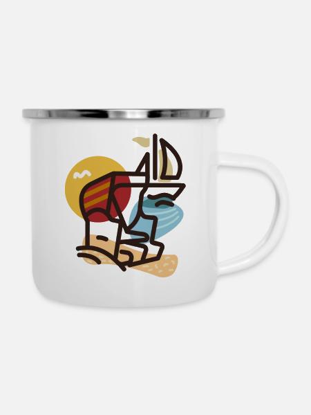 Ostsee Szene - Emaille-Tasse - Weiß