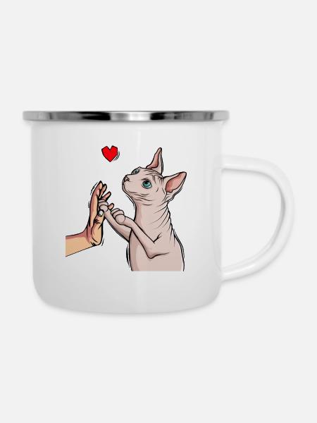 Sphynx Katze Sphinx Nacktkatze - Emaille-Tasse - Weiß