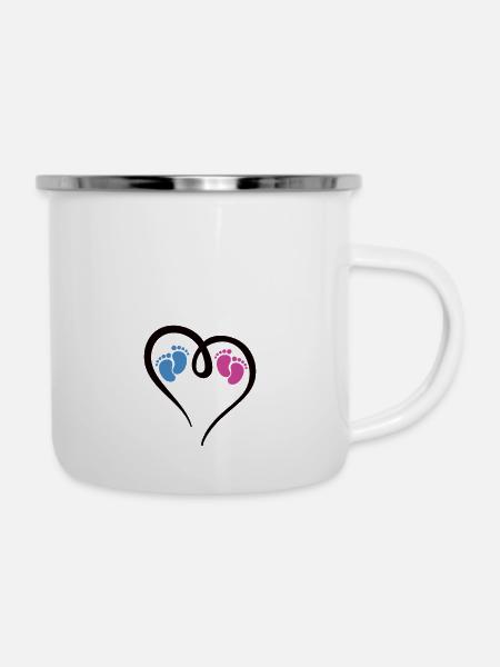 Zwillinge Junge und Mädchen - Emaille-Tasse - Weiß