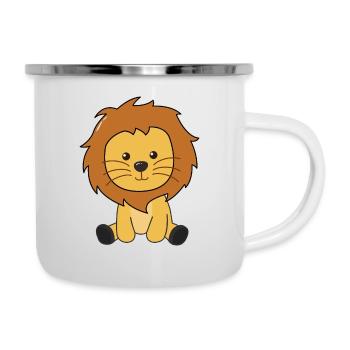 Löwe süße Tiere für Kinder König der Löwen - Emaille-Tasse - Weiß - Rechts
