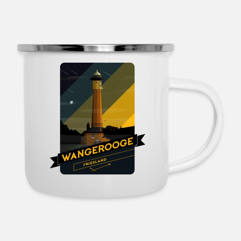 Leuchtturm Wangerooge - Emaille-Tasse - Weiß