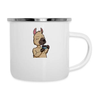 Lama drinks coffee - coffee drinker - Camper Mug - white - Right