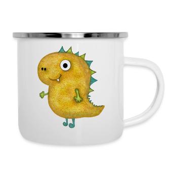 Cute plush dino by SueLYSue.Art - Camper Mug - white - Right