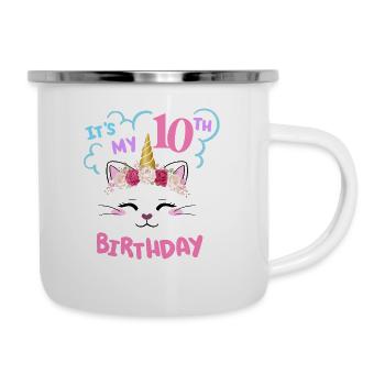 10th Birthday Girl Outfit Unicorn Cat - Camper Mug - white - Right