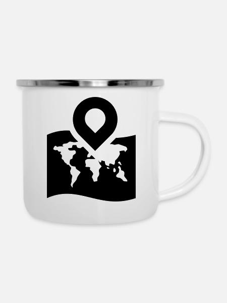 Weltkarte icon symbol - Emaille-Tasse - Weiß