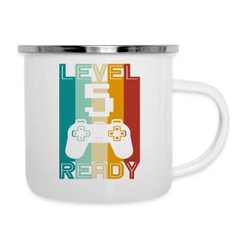 5.Geburtstag und 5. Jahrestag Gaming Design - Emaille-Tasse - Weiß - Rechts