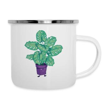 Plantes en pot Plante Monstera Dessin de dessin animé - Tasse émaillée - blanc - Droite
