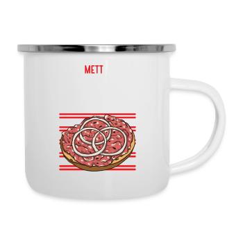 Mannes Mett Mettbrötchen Witzig Fleisch Essen - Emaille-Tasse - Weiß - Rechts