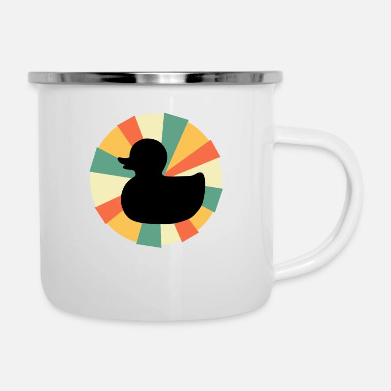 Canard Quitsche Canard Erpel Canard Jaune Caoutchouc Canard - Tasse émaillée - blanc