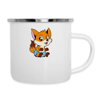 Kawaii Baby Fuchs - Emaille-Tasse - Weiß - Rechts