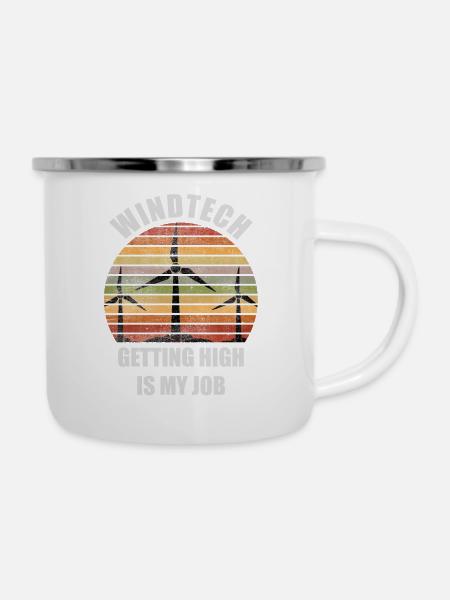 Windrad erneuerbarer Energie - Emaille-Tasse - Weiß