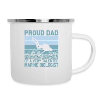 Proud Dad Of A Marine Biologist Ocean Student Sci - Emaille-Tasse - Weiß - Rechts