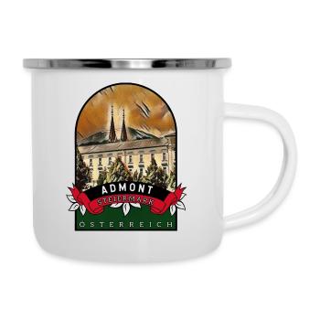 Admont Steiermark Österreich Souvenir - Emaille-Tasse - Weiß - Rechts