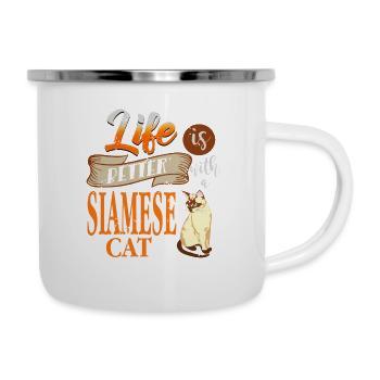 Life Is Better With A Siamese Cat T-Shirt - Emaille-Tasse - Weiß - Rechts