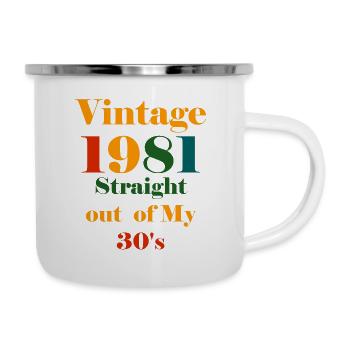 Vintage 1981 birthday Out of my 30s - Camper Mug - white - Right