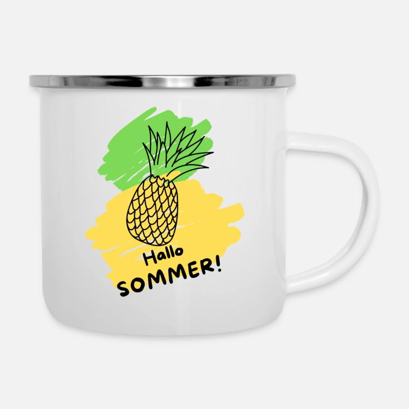 Hello Summer Fruit Pineapple Holiday Warmth - Camper Mug - white