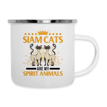 Siamkatzen Ding Siam Cat Siamesische Katze - Emaille-Tasse - Weiß - Rechts