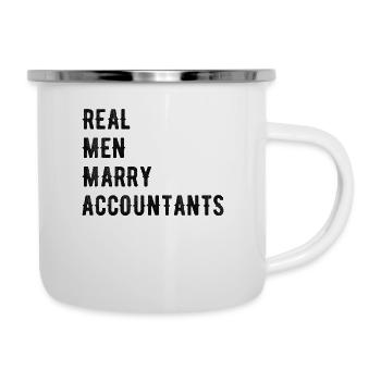 Echte Männer Heiraten Buchhalter - Emaille-Tasse - Weiß - Rechts